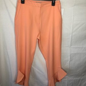 Peach Ruffle Ankled Pants